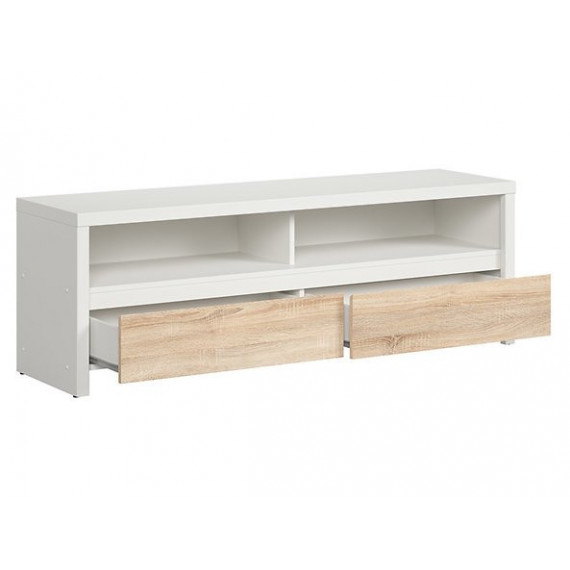 TV-benk Aversa 144x49 cm - Hvit matt - Eik sonoma - 2 skuffer