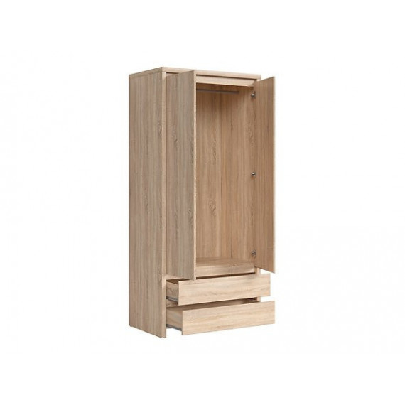 Garderobeskap KASPIAN 90x201 cm - eik sonoma - 2 dører - 2 skuffer