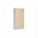 Garderobeskap KASPIAN 90x201 cm - hvit matt - eik sonoma - 2 dører - 2 skuffer