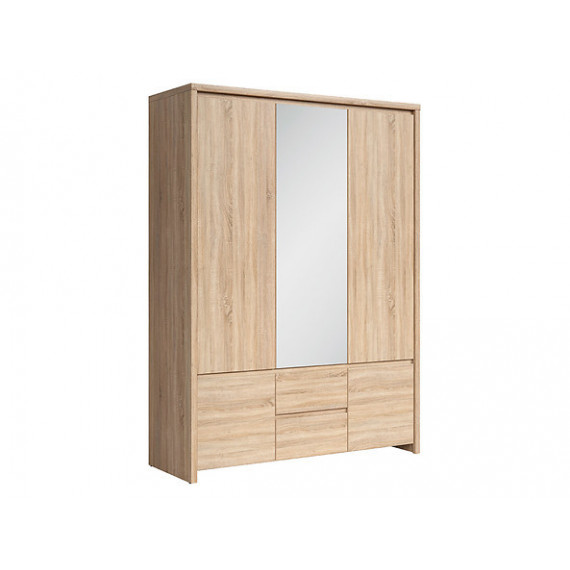 Garderobe med speil Matera 154x211 cm - Eik sonoma - 5 dører - 2 skuffer