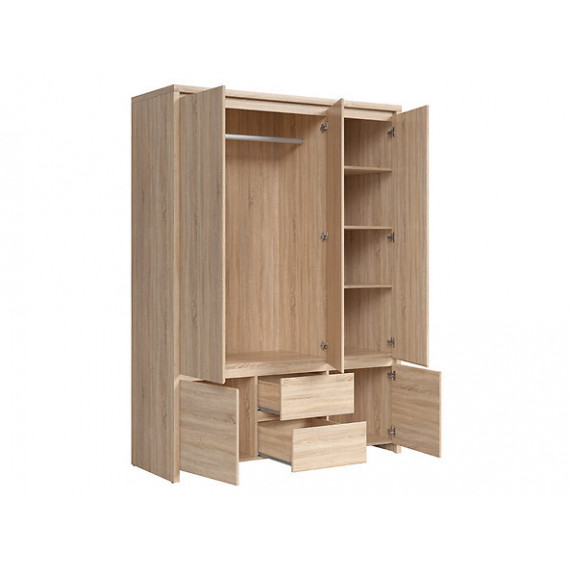 Garderobe med speil Matera 154x211 cm - Eik sonoma - 5 dører - 2 skuffer