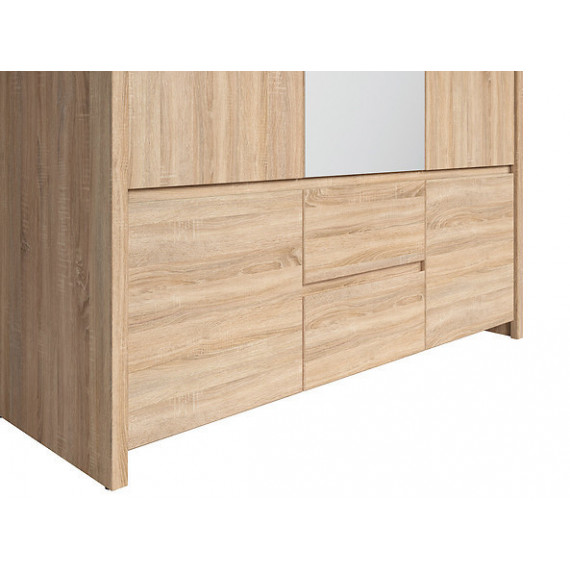 Garderobe med speil Matera 154x211 cm - Eik sonoma - 5 dører - 2 skuffer