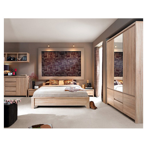 Garderobe med speil Matera 154x211 cm - Eik sonoma - 5 dører - 2 skuffer