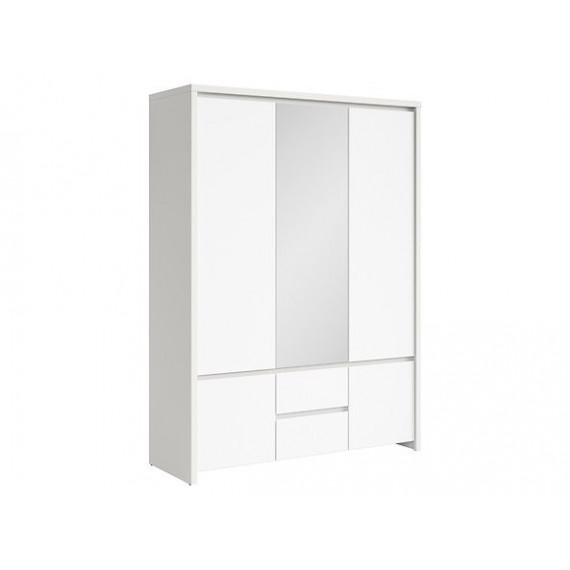 Garderobe med speil Saga 154x211 cm - Hvit matt - 5 dører - 2 skuffer