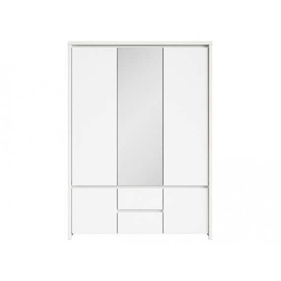 Garderobe med speil Saga 154x211 cm - Hvit matt - 5 dører - 2 skuffer