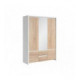 Garderobe med speil KASPIAN 154x211 cm - hvit matt  - eik sonoma - 5 dører - 2 skuffer