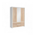 Garderobe med speil KASPIAN 154x211 cm - hvit matt  - eik sonoma - 5 dører - 2 skuffer