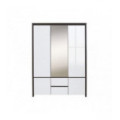 Garderobe med speil Expert 154x211 cm - Wenge - Hvit høyglans - 5 dører - 2 skuffer