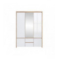 Garderobe med speil Deko 154x211 cm - Eik sonoma - Hvit høyglans - 5 dører - 2 skuffer