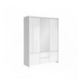 Garderobe med speil Lucia 154x211 cm - Hvit høyglans - 5 dører - 2 skuffer