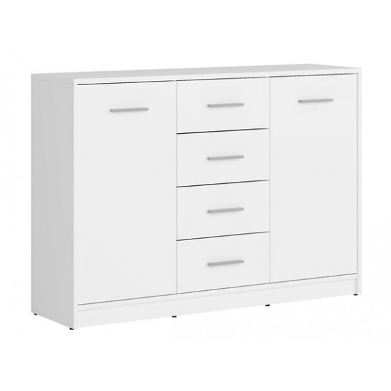 Skjenk NEPO 119x84 cm - Hvit matt - 2 dører - 4 skuffer