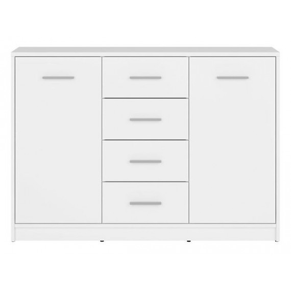 Skjenk NEPO 119x84 cm - Hvit matt - 2 dører - 4 skuffer