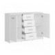 Skjenk NEPO 119x84 cm - Hvit matt - 2 dører - 4 skuffer