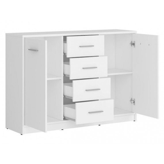 Skjenk NEPO 119x84 cm - Hvit matt - 2 dører - 4 skuffer