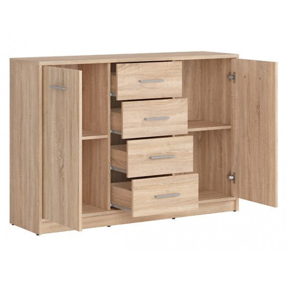 Skjenk NEPO 119x84 cm - eik sonoma - 2 dører - 4 skuffer