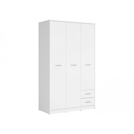 Garderobe Nepo 119x197 cm - Hvit matt - 3 dører - 2 skuffer