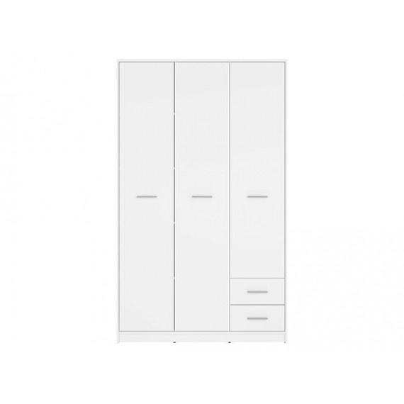 Garderobe Nepo 119x197 cm - Hvit matt - 3 dører - 2 skuffer
