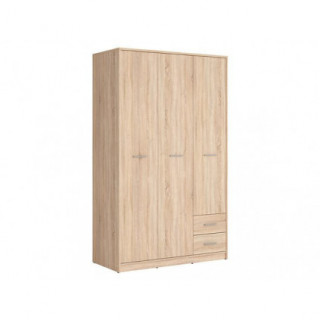 Garderobeskap NEPO 119x197 cm - eik sonoma - 3 dører - 2 skuffer