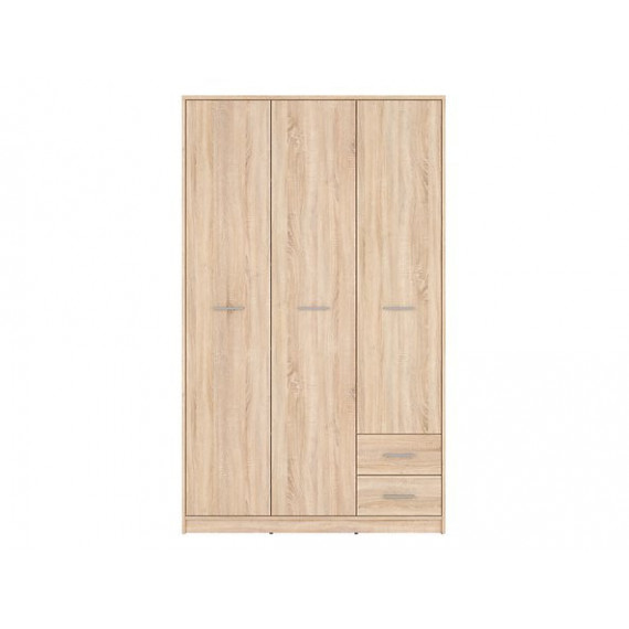 Garderobeskap NEPO 119x197 cm - eik sonoma - 3 dører - 2 skuffer