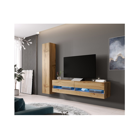 TV-benk Alaska 180x30 cm - Eikelook - 2 dører - LED