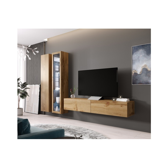 Vitrineskap Alaska 40x180 cm - Eikelook - 1 dør - LED