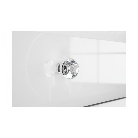 Nattbord Glam 45x68 cm - Hvit høyglans - 3 skuffer - LED