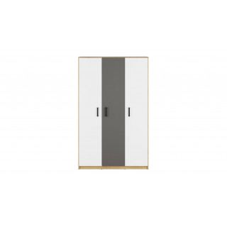 Garderobe Fin 119x191 cm - Hvit - Grå - Eik - 3 dører