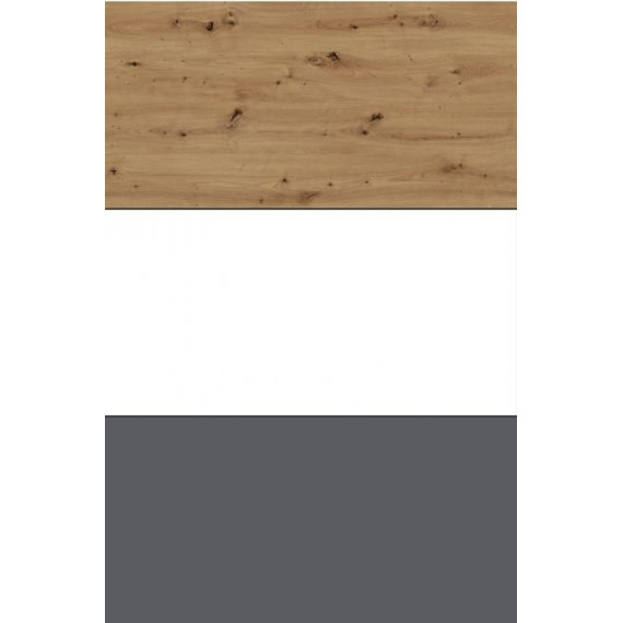 Garderobe Fin 119x191 cm - Hvit - Grå - Eik - 3 dører