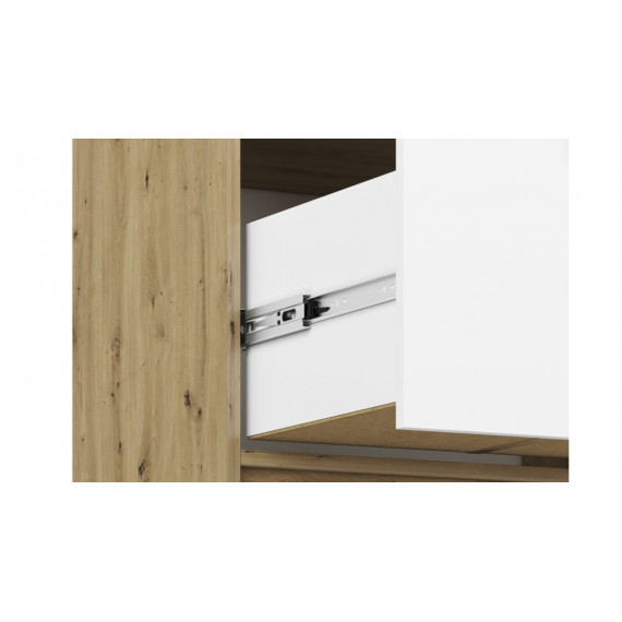 Skap Fin 60x191 cm - Hvit - Grå - Eik - 1 dør - 1 skuff