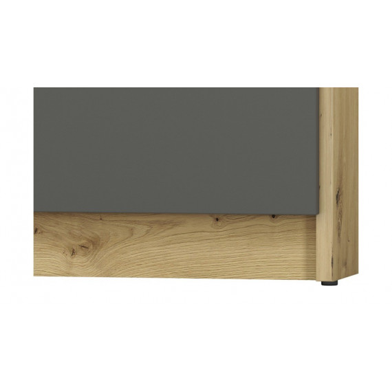 Skjenk Fin 93x120 cm - Hvit - Grå - Eik - 1 dør - 3 skuffer