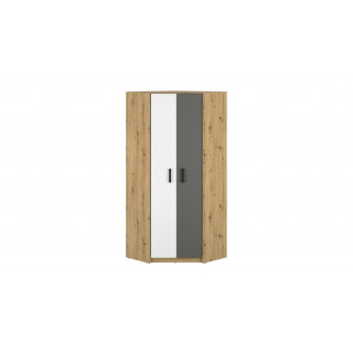 Hjørnegarderobe Fin 82x191 cm - Hvit - Grå - Eik - 2 dører
