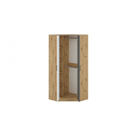 Hjørnegarderobe Fin 82x191 cm - Hvit - Grå - Eik - 2 dører