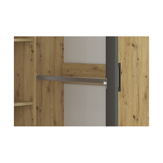 Hjørnegarderobe Fin 82x191 cm - Hvit - Grå - Eik - 2 dører