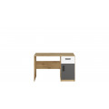 Skrivebord Fin 120x76 cm - Hvit - Grå - Eik - 1 dør - 1 skuff