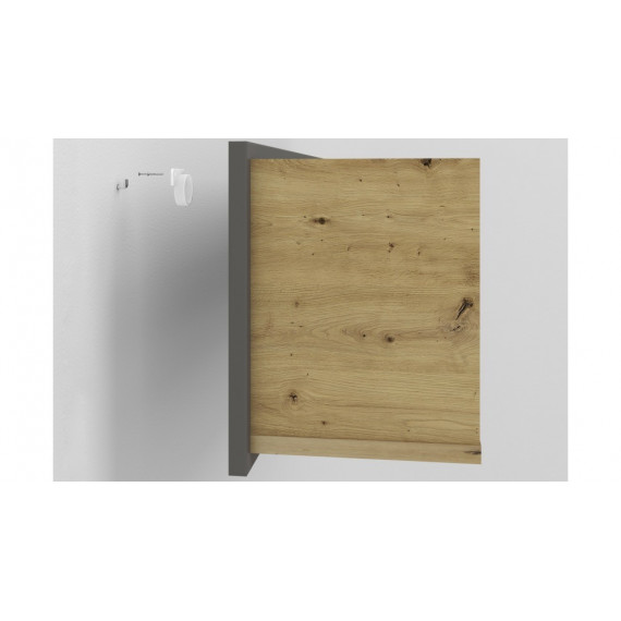 Hylle Fin 116 cm - Hvit - Grå - Eik