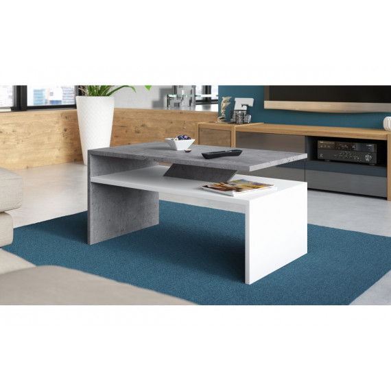 Sofabord Prima 90x50 cm - betong - hvit matt