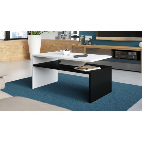 Sofabord Prima 90x50 cm - hvit matt - svart matt