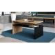 Sofabord Prima 90x50 cm - eik craft - svart - med hylle
