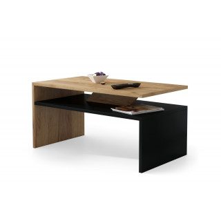 Sofabord Prima 90x50 cm - eik craft - svart - med hylle