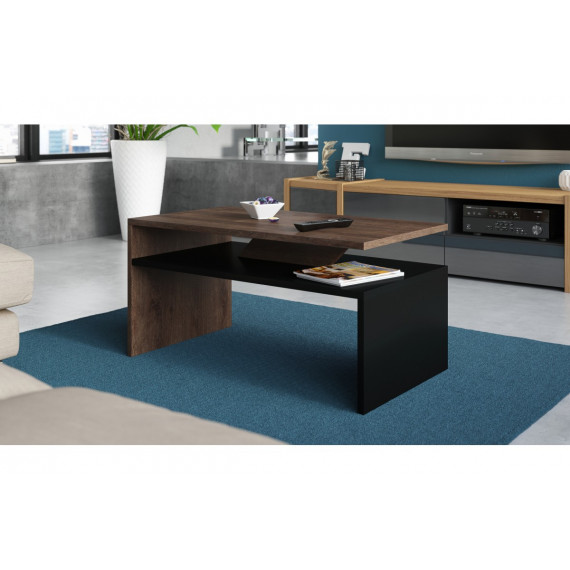 Sofabord Prima 90x50 cm - eik brun - svart matt