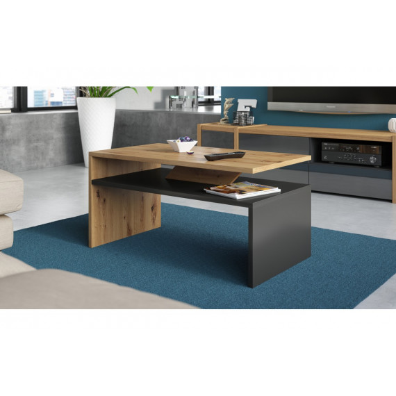 Sofabord Prima 90 cm - trelook - grå - med hylle