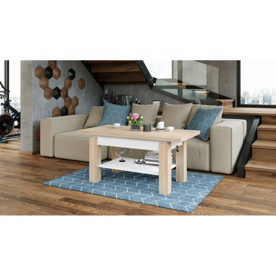 Sofabord Brawo 130 cm - sonoma eik - høyt - justerbart