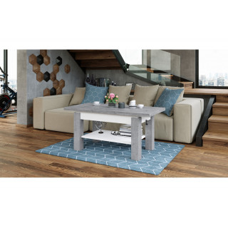 Sofabord Brawo 110x60 cm - betong - hvit matt - justerbart
