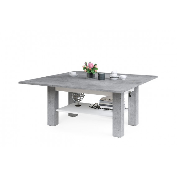 Sofabord Brawo 110x60 cm - betong - hvit matt - justerbart