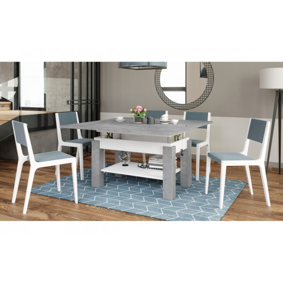 Sofabord Brawo 110x60 cm - betong - hvit matt - justerbart