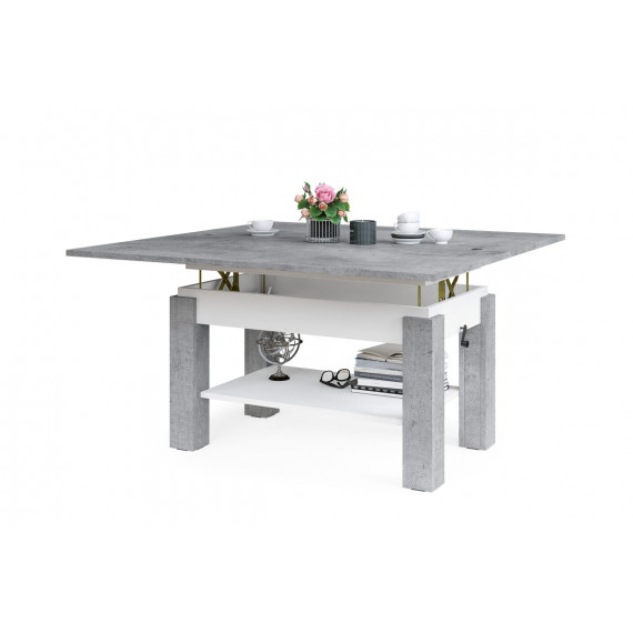 Sofabord Brawo 110x60 cm - betong - hvit matt - justerbart