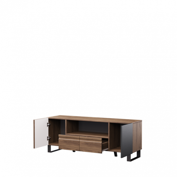 Tv-benk Boston 150x56 cm - mørk brun - 2 dører - 1 skuff