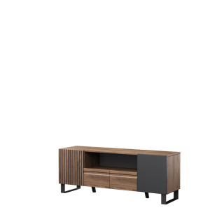 Tv-benk Boston 150x56 cm - mørk brun - 2 dører - 1 skuff