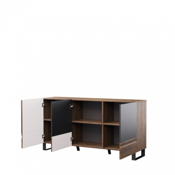 Skjenk Boston 166x85 cm - mørk brun - med bein - 3 dører