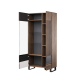 Vitrineskap Boston 92x195 cm - mørk brun - med belysning